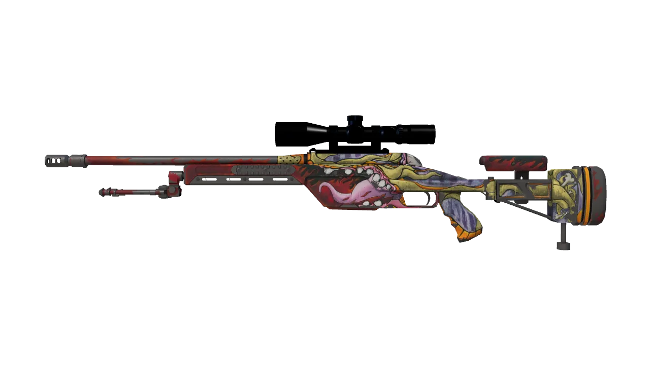 StatTrak™ SSG 08 | Bloodshot (Field-Tested) — Dust II light, front