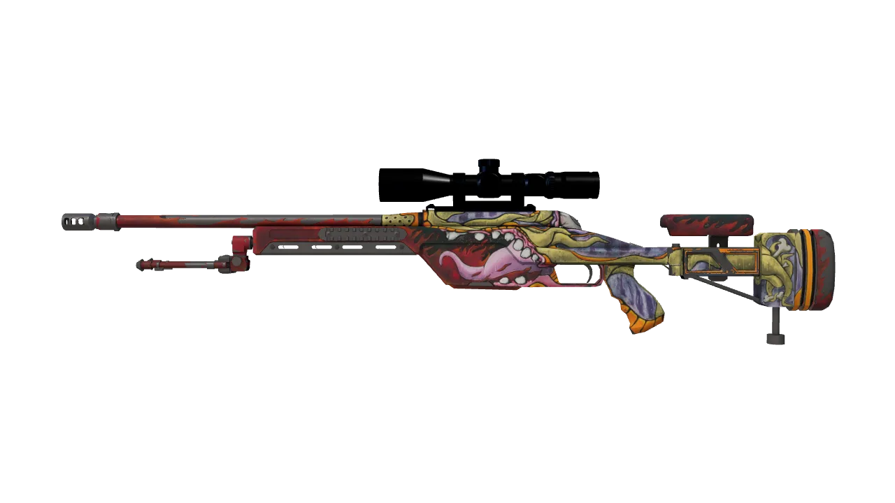 SSG 08 | Bloodshot (Minimal Wear) — Dust II light, front