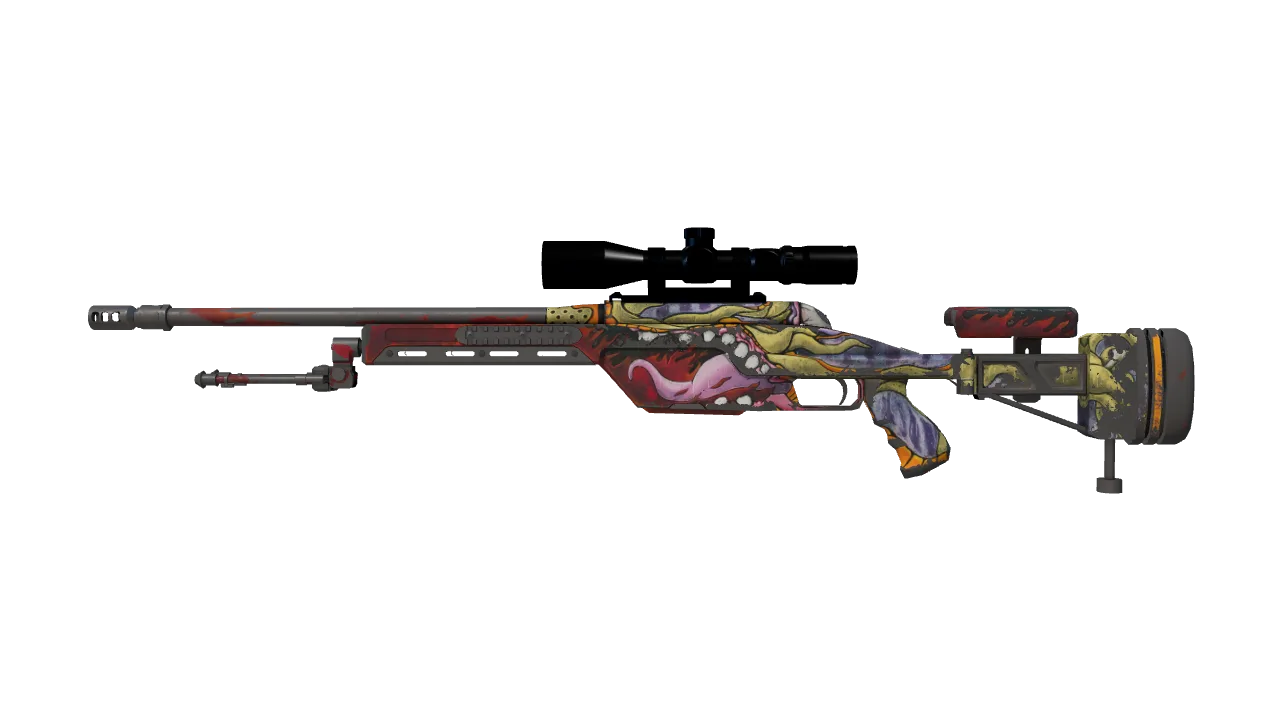 StatTrak™ SSG 08 | Bloodshot (Well-Worn) — Dust II light, front
