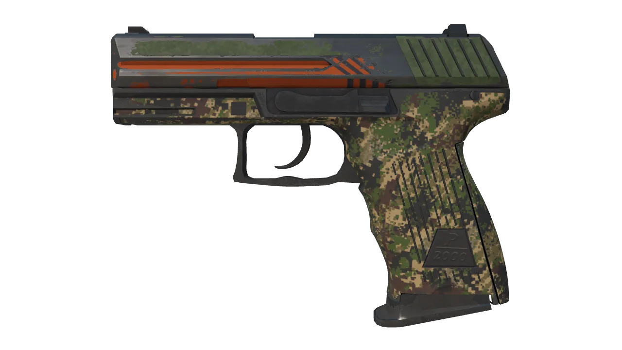 P2000 | Woodsman (Battle-Scarred) — Dust II light, front