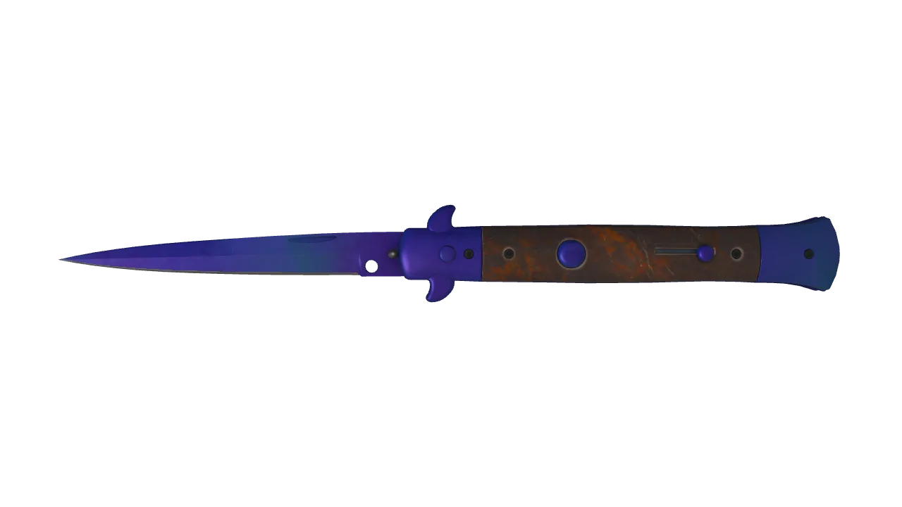 Stiletto Knife | Doppler (Sapphire) seed #114, front