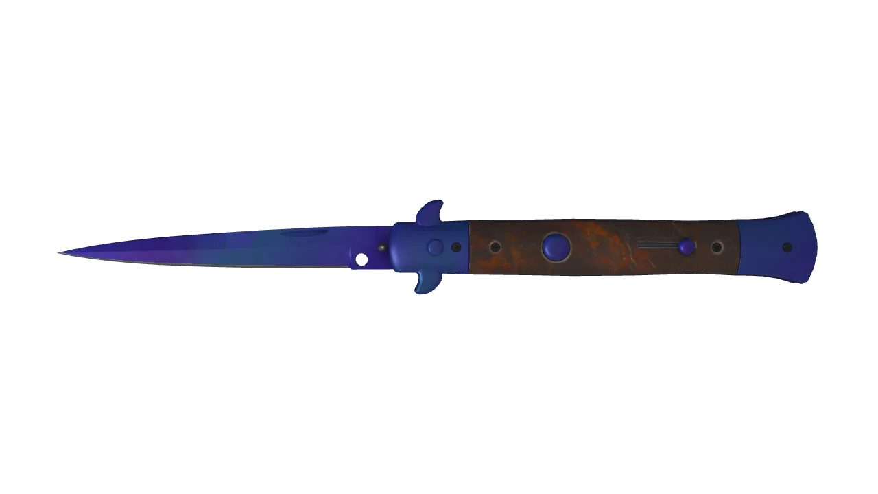 Stiletto Knife | Doppler (Sapphire) seed #119, front