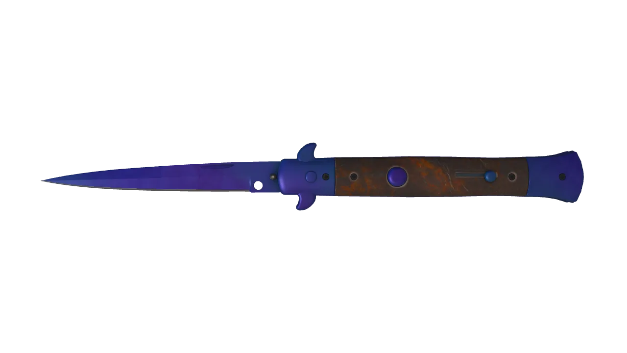 Stiletto Knife | Doppler (Sapphire) seed #121, front