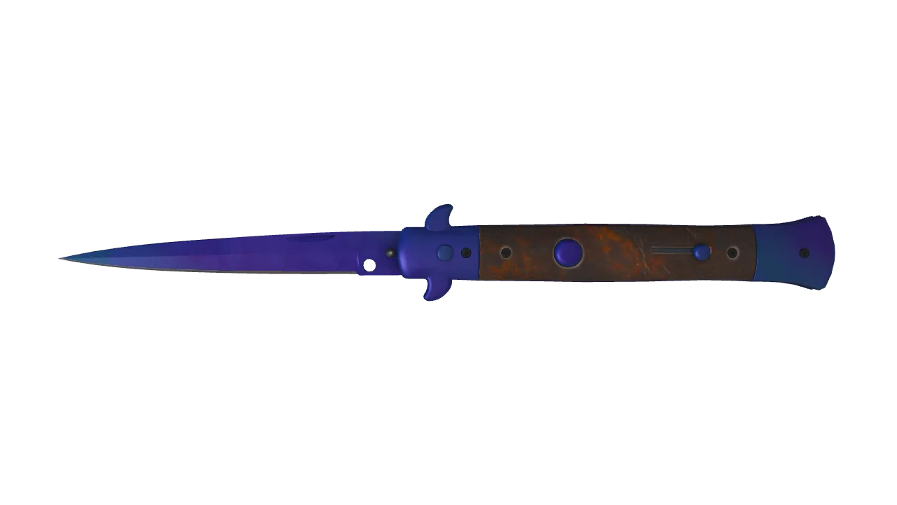 Stiletto Knife | Doppler (Sapphire) seed #124, front