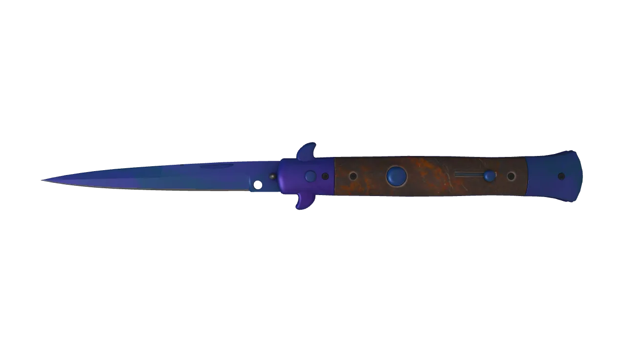 Stiletto Knife | Doppler (Sapphire) seed #129, front