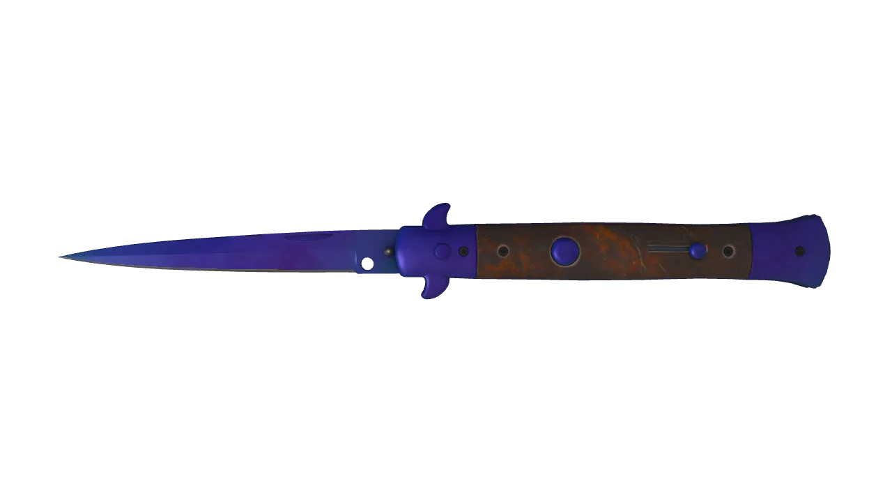 Stiletto Knife | Doppler (Sapphire) seed #134, front