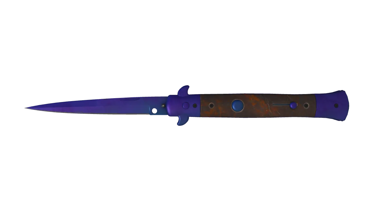 Stiletto Knife | Doppler (Sapphire) seed #159, front