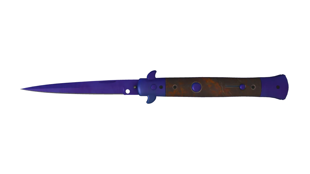 Stiletto Knife | Doppler (Sapphire) seed #180, front