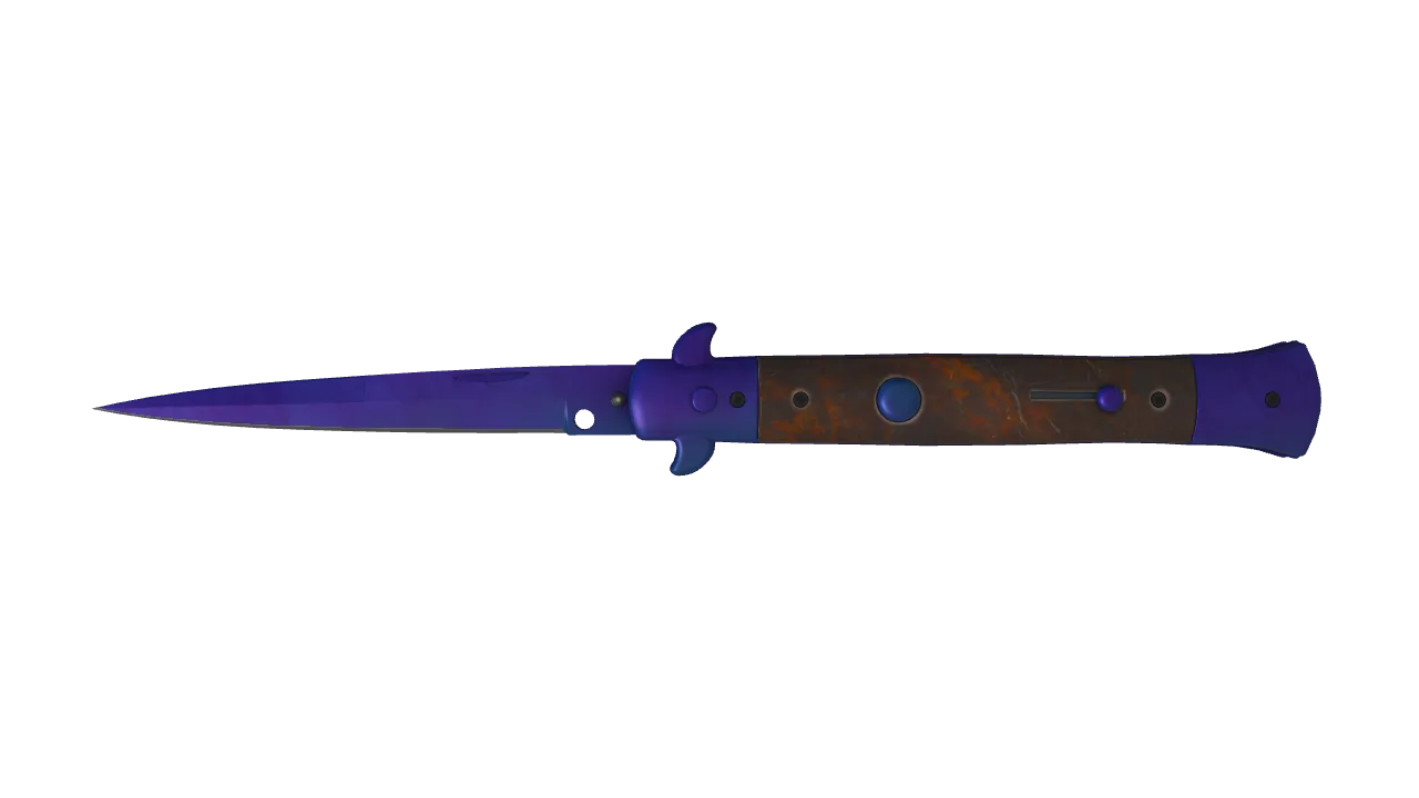 Stiletto Knife | Doppler (Sapphire) seed #208, front