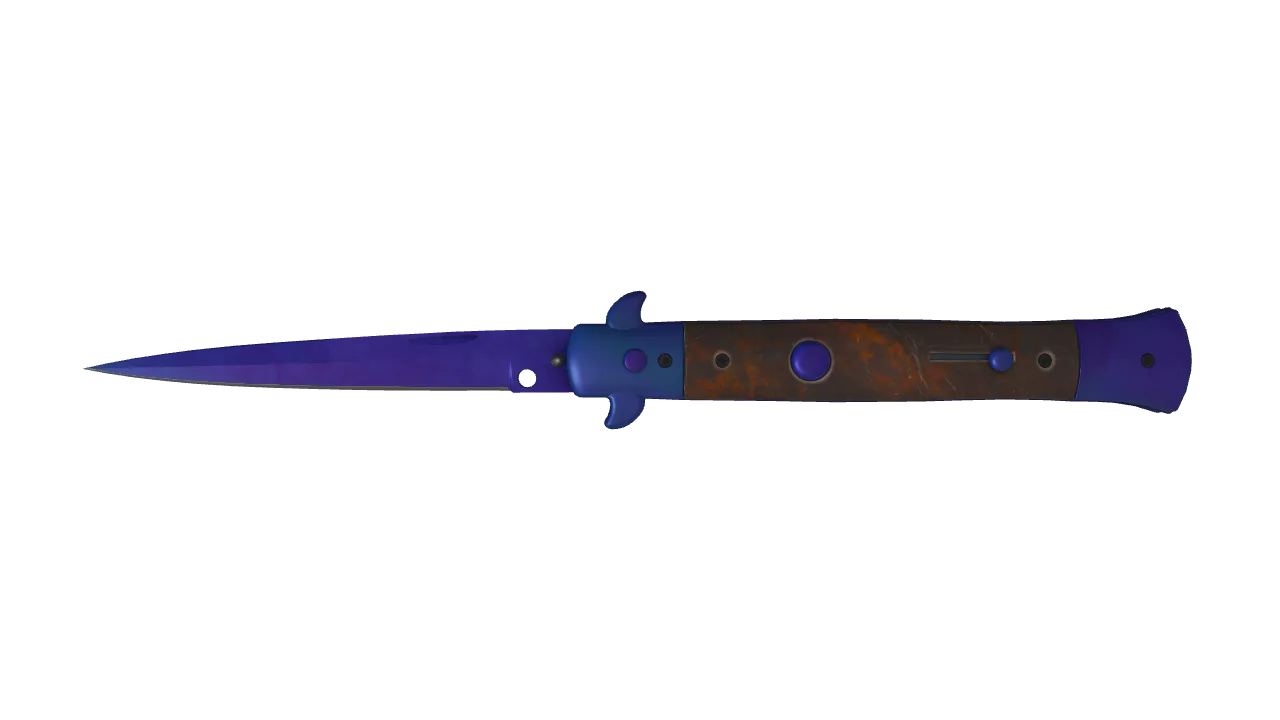 Stiletto Knife | Doppler (Sapphire) seed #215, front