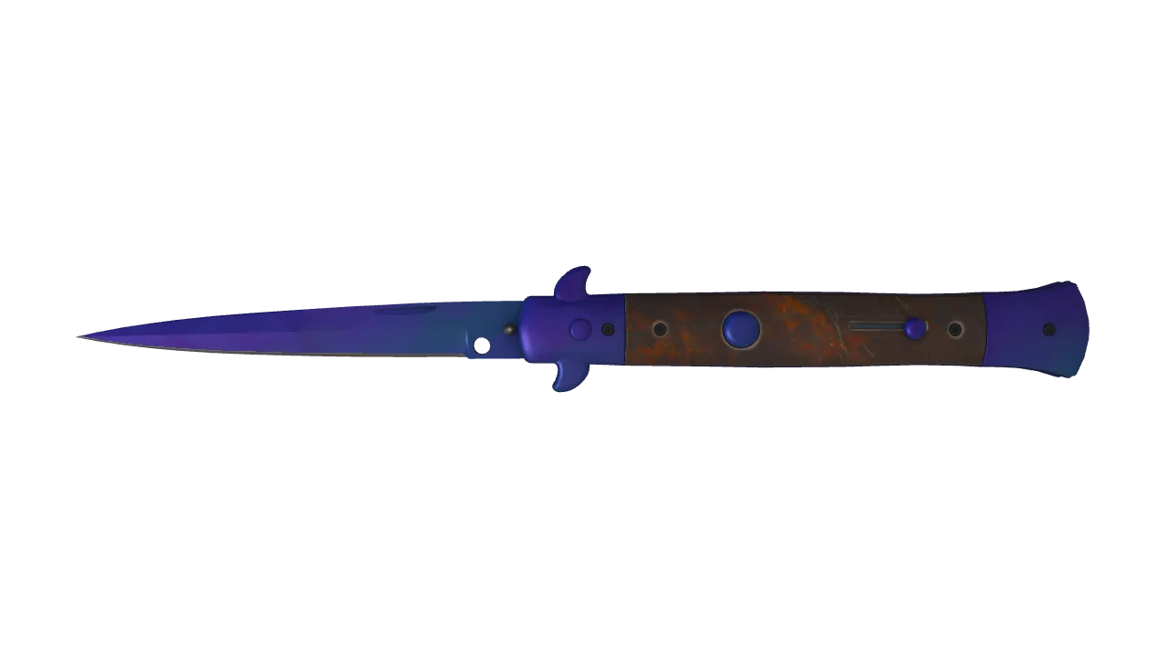Stiletto Knife | Doppler (Sapphire) seed #221, front