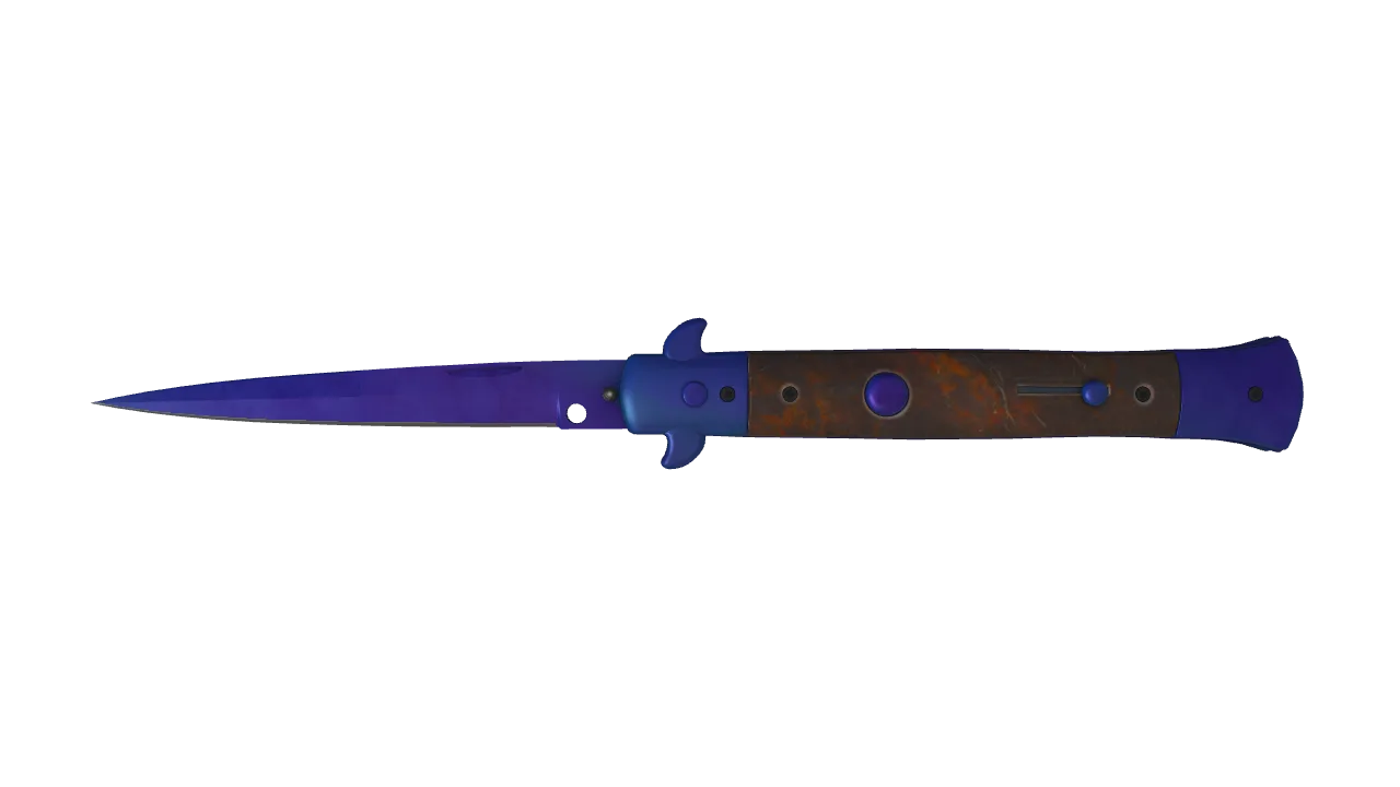 Stiletto Knife | Doppler (Sapphire) seed #243, front