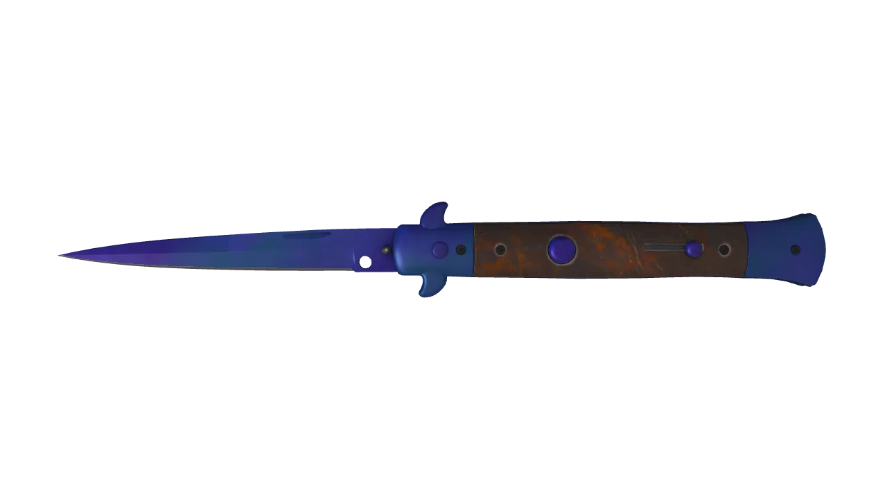Stiletto Knife | Doppler (Sapphire) seed #248, front