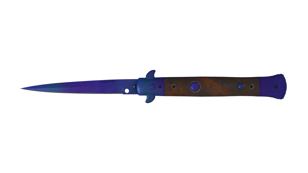 Stiletto Knife | Doppler (Sapphire) seed #291, front