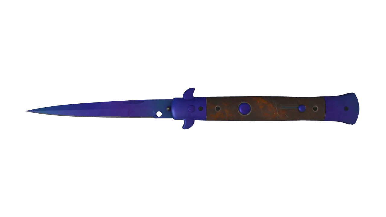 Stiletto Knife | Doppler (Sapphire) seed #307, front