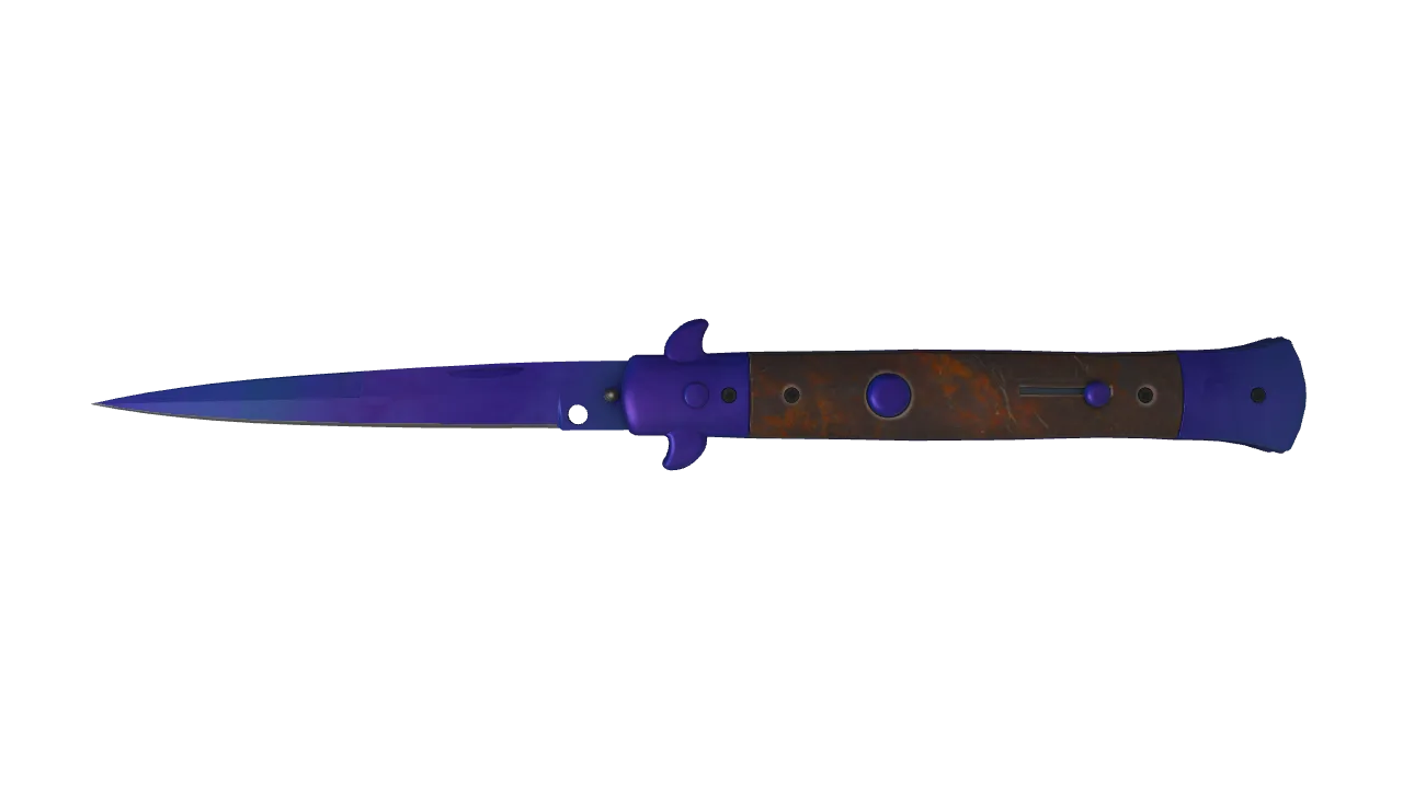 Stiletto Knife | Doppler (Sapphire) seed #324, front