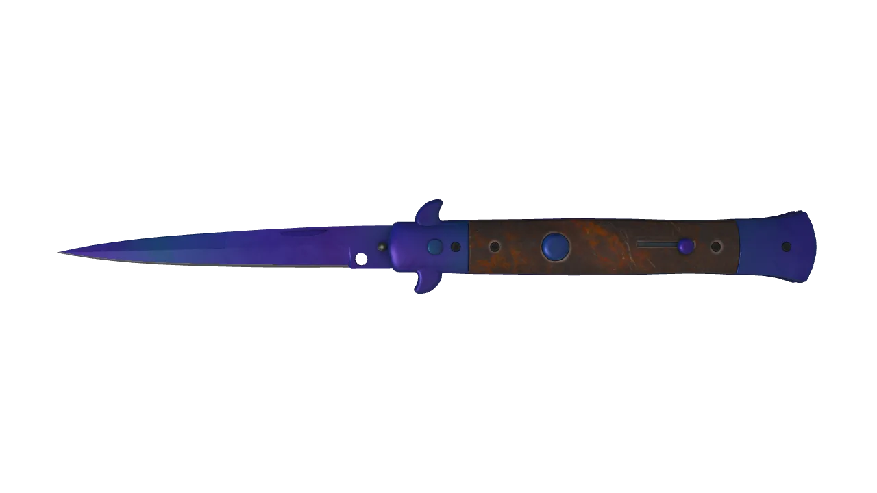 Stiletto Knife | Doppler (Sapphire) seed #334, front