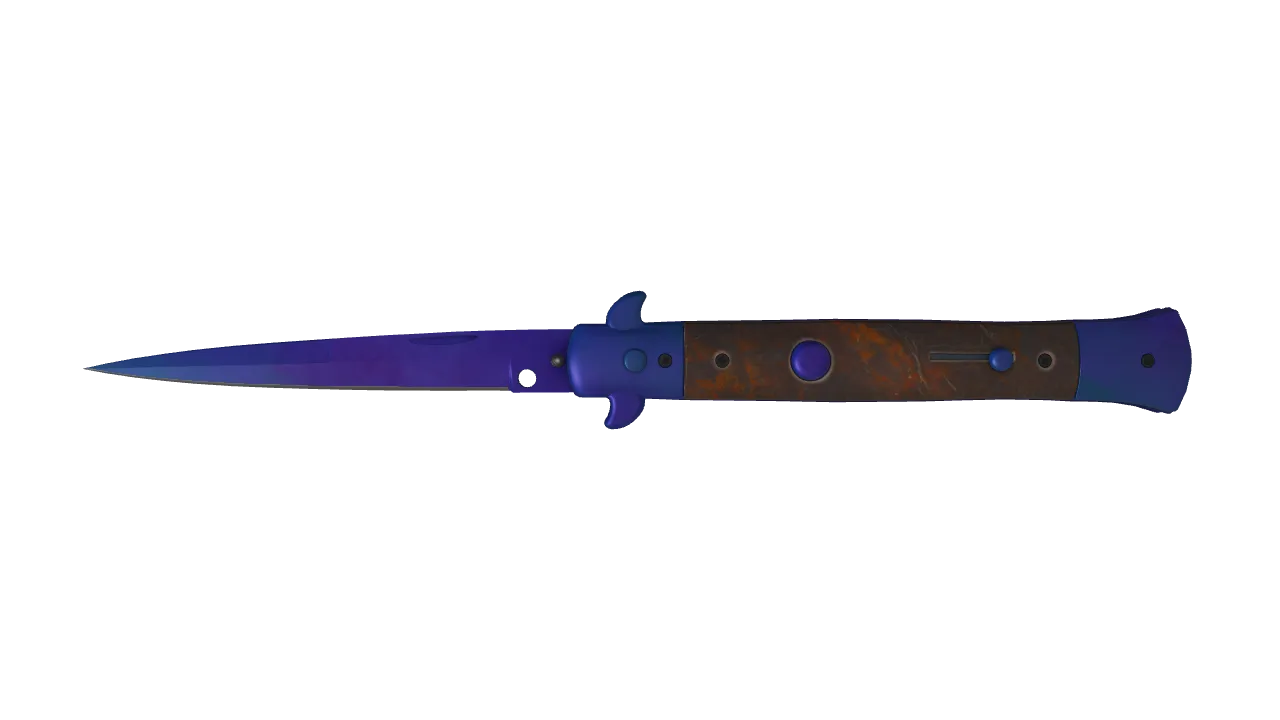 Stiletto Knife | Doppler (Sapphire) seed #350, front