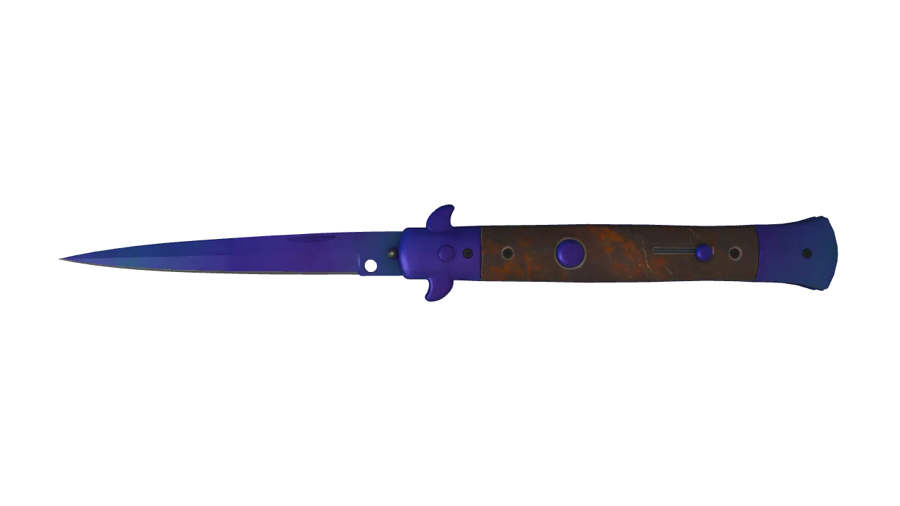 Stiletto Knife | Doppler (Sapphire) seed #373, front