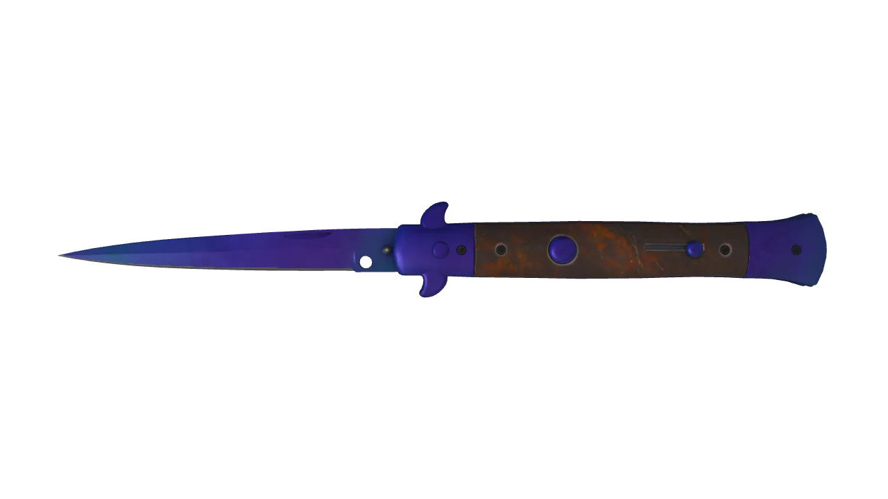 Stiletto Knife | Doppler (Sapphire) seed #394, front