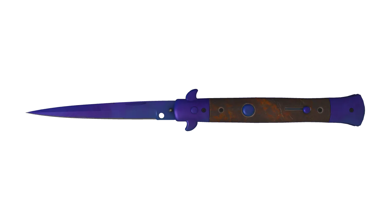Stiletto Knife | Doppler (Sapphire) seed #398, front