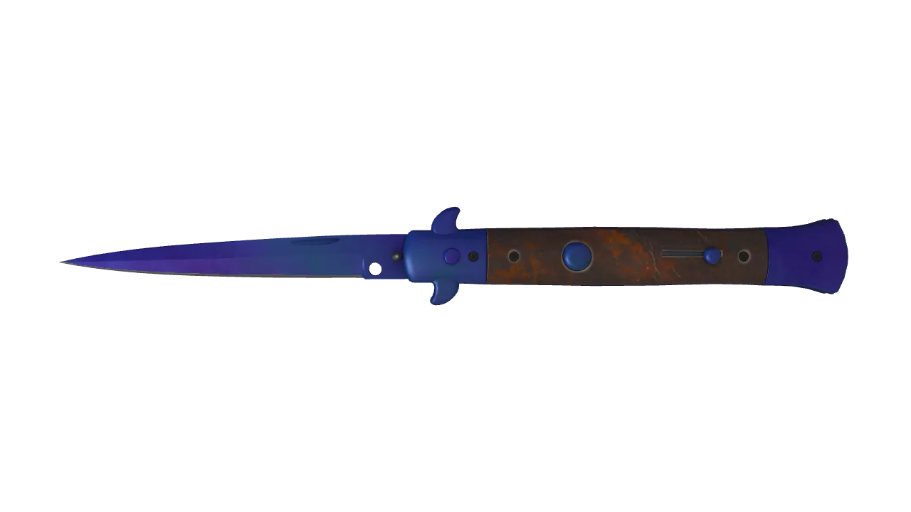 Stiletto Knife | Doppler (Sapphire) seed #402, front
