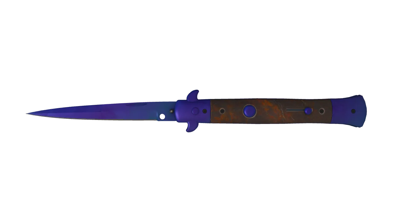 Stiletto Knife | Doppler (Sapphire) seed #408, front