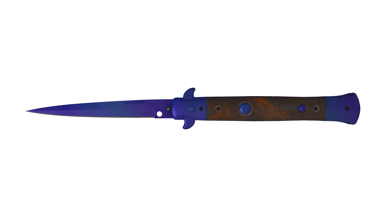 Stiletto Knife | Doppler (Sapphire) seed #414, front