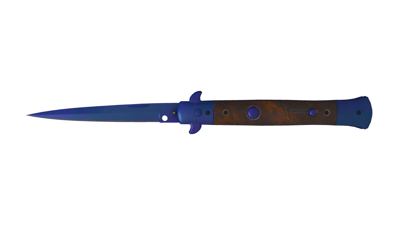 Stiletto Knife | Doppler (Sapphire) seed #422, front