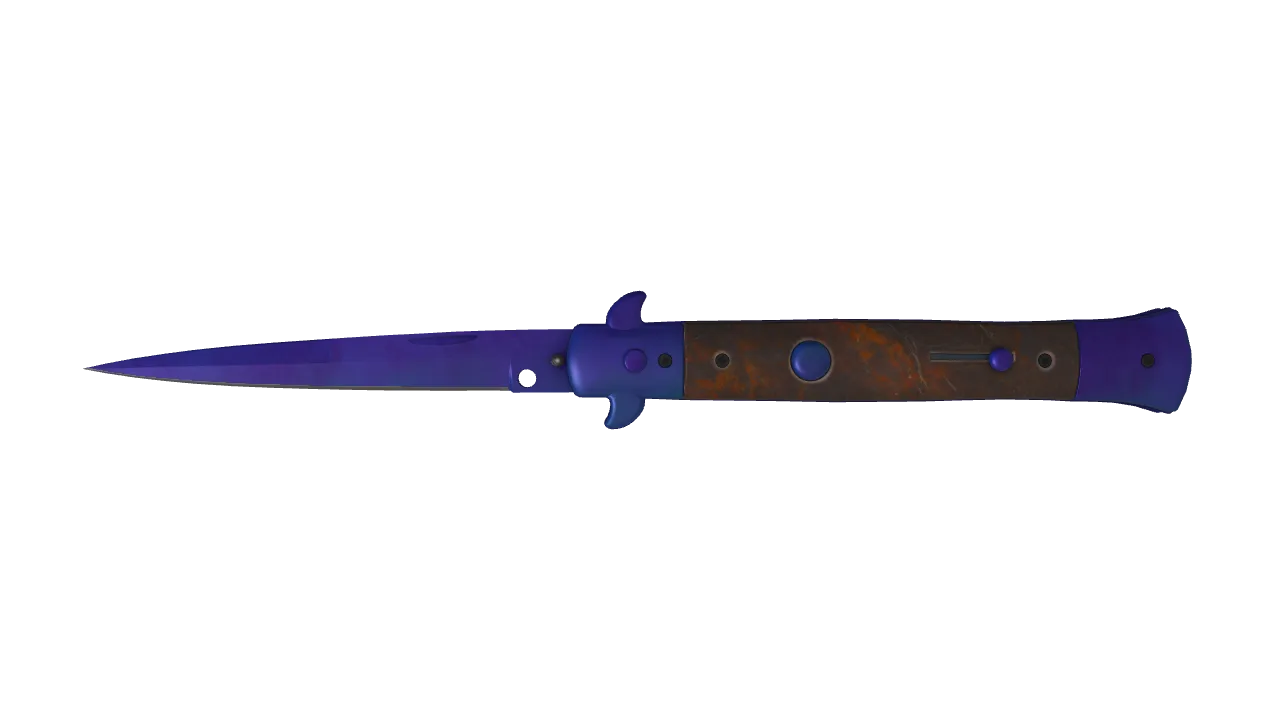 Stiletto Knife | Doppler (Sapphire) seed #456, front