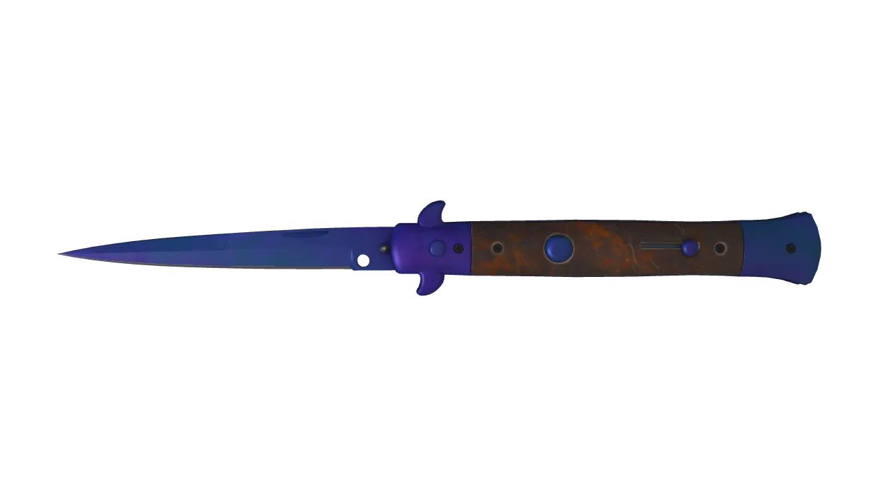 Stiletto Knife | Doppler (Sapphire) seed #471, front