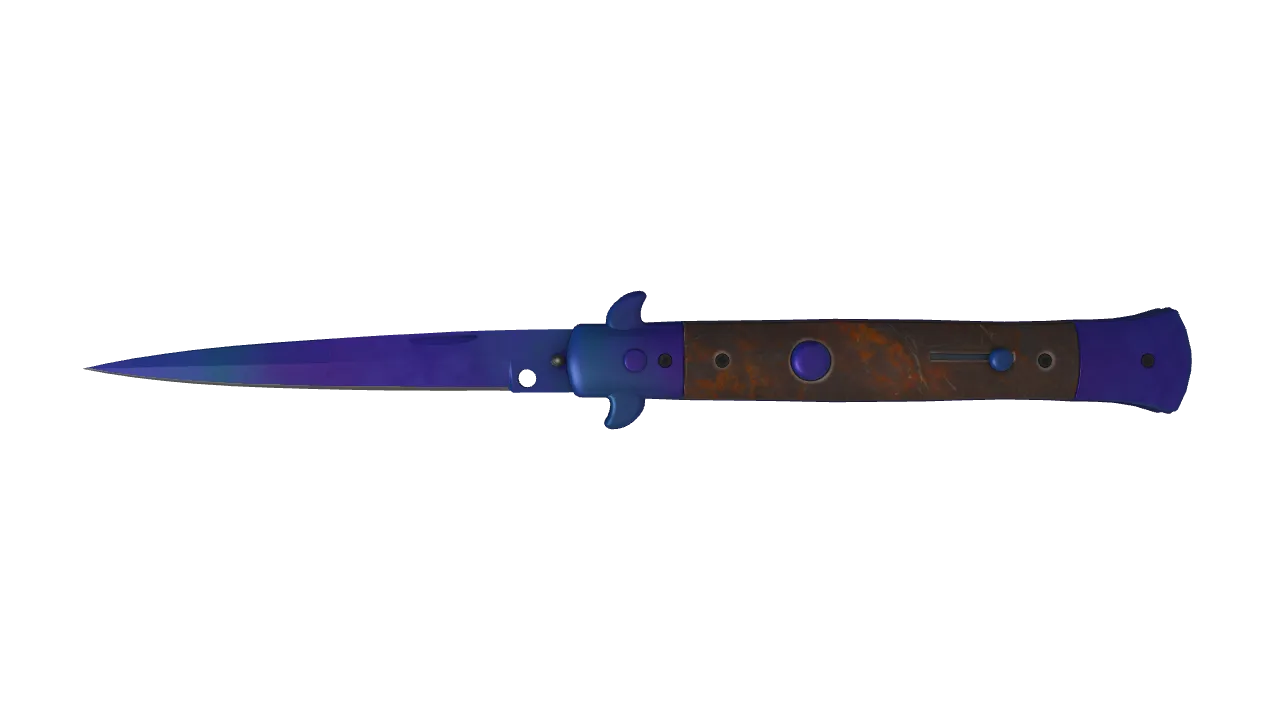 Stiletto Knife | Doppler (Sapphire) seed #491, front