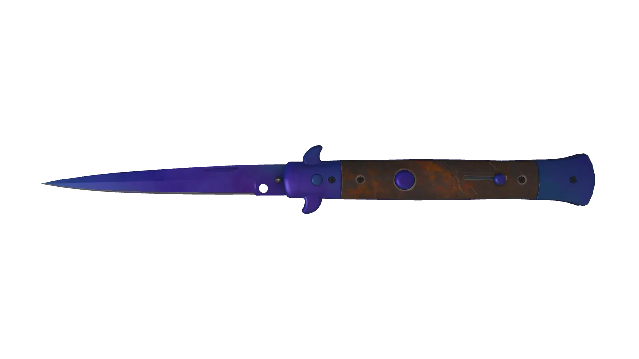 Stiletto Knife | Doppler (Sapphire) seed #591, front