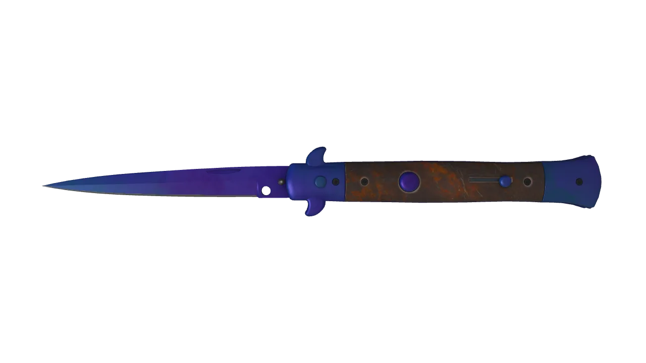 Stiletto Knife | Doppler (Sapphire) seed #620, front