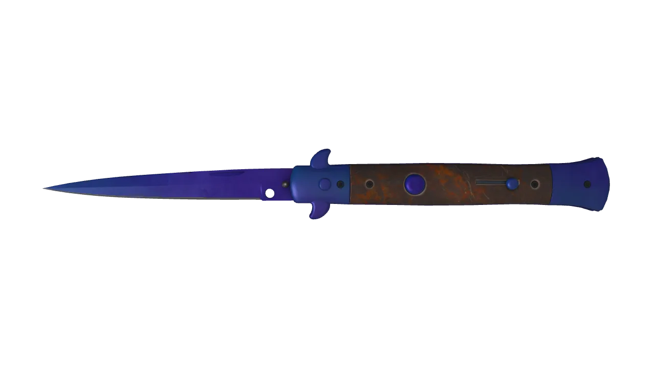 Stiletto Knife | Doppler (Sapphire) seed #621, front
