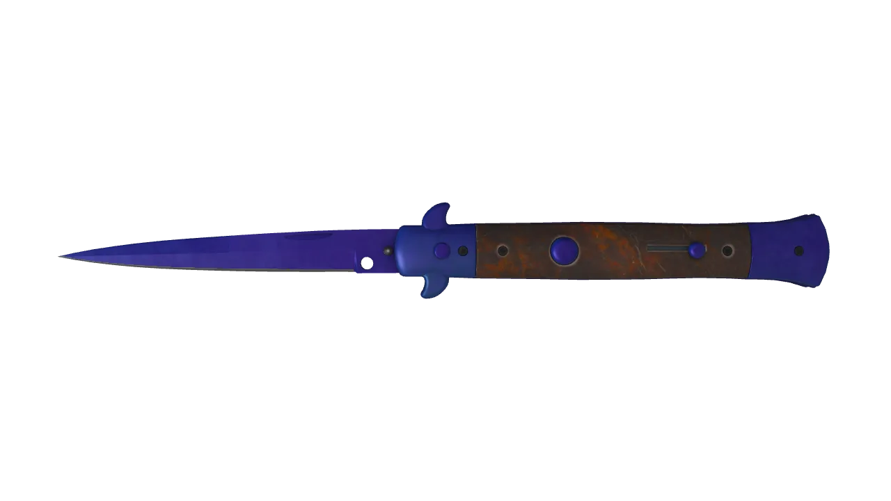 Stiletto Knife | Doppler (Sapphire) seed #628, front