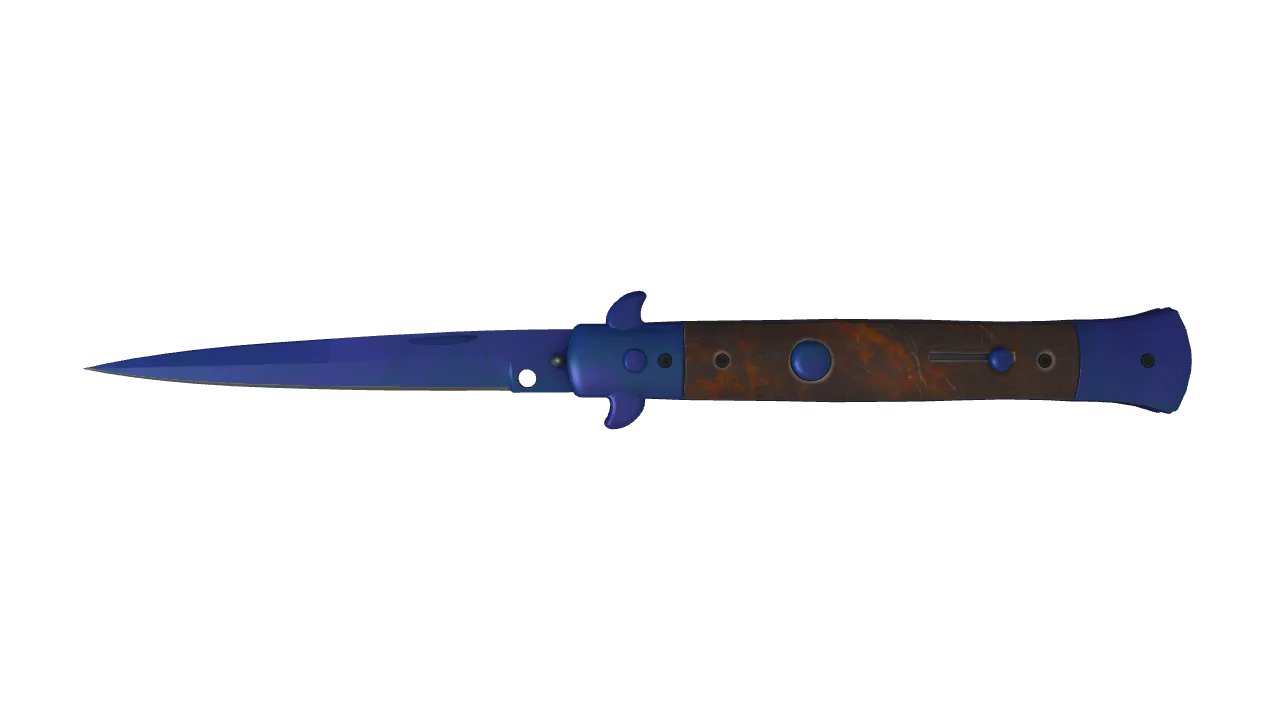 Stiletto Knife | Doppler (Sapphire) seed #636, front