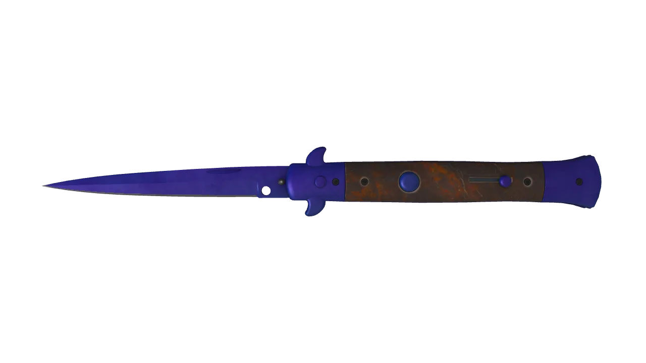 Stiletto Knife | Doppler (Sapphire) seed #664, front