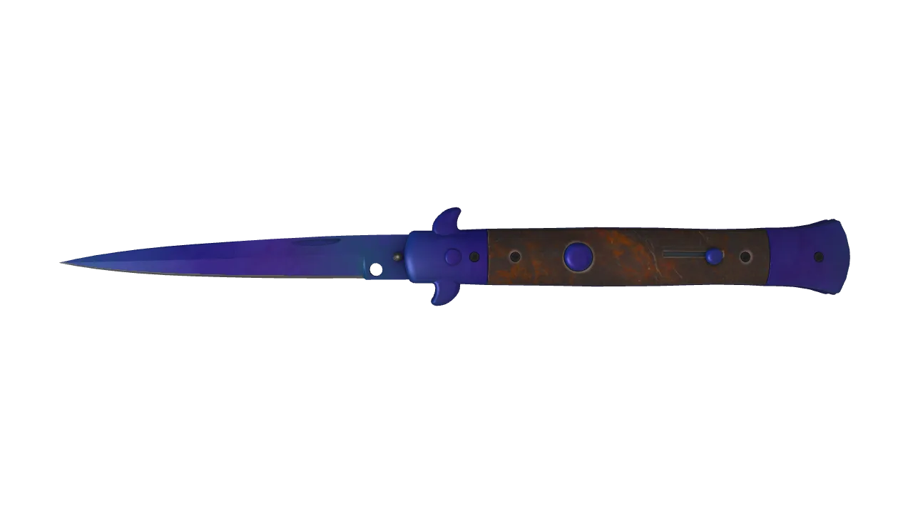 Stiletto Knife | Doppler (Sapphire) seed #717, front
