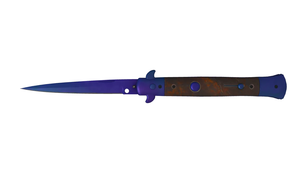 Stiletto Knife | Doppler (Sapphire) seed #728, front