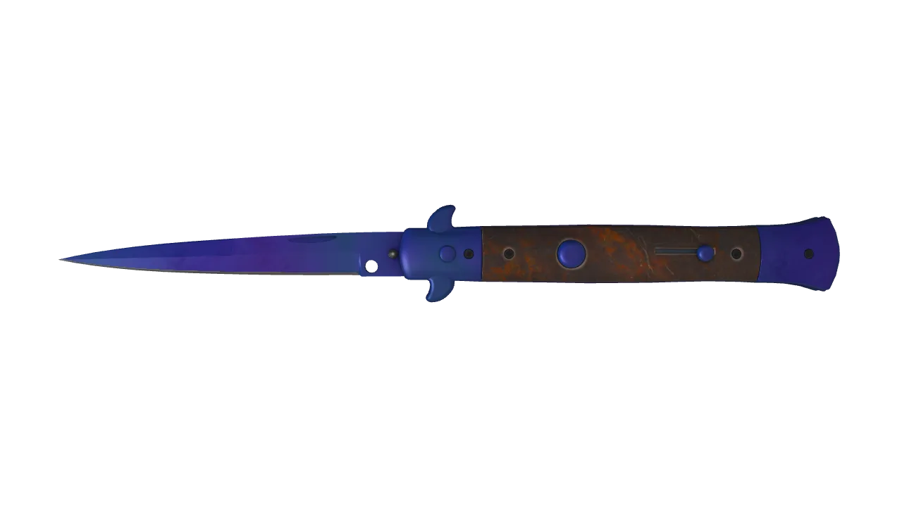 Stiletto Knife | Doppler (Sapphire) seed #767, front