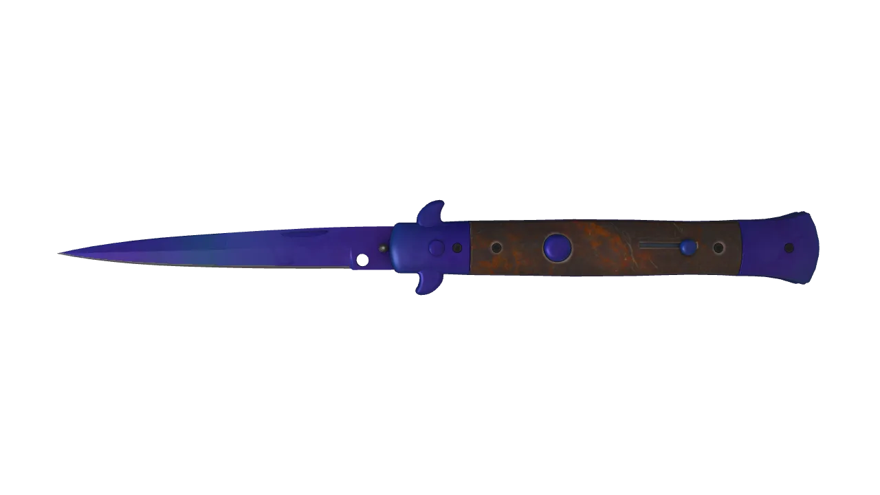 Stiletto Knife | Doppler (Sapphire) seed #776, front