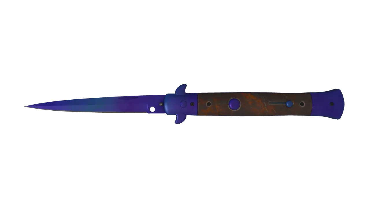 Stiletto Knife | Doppler (Sapphire) seed #782, front