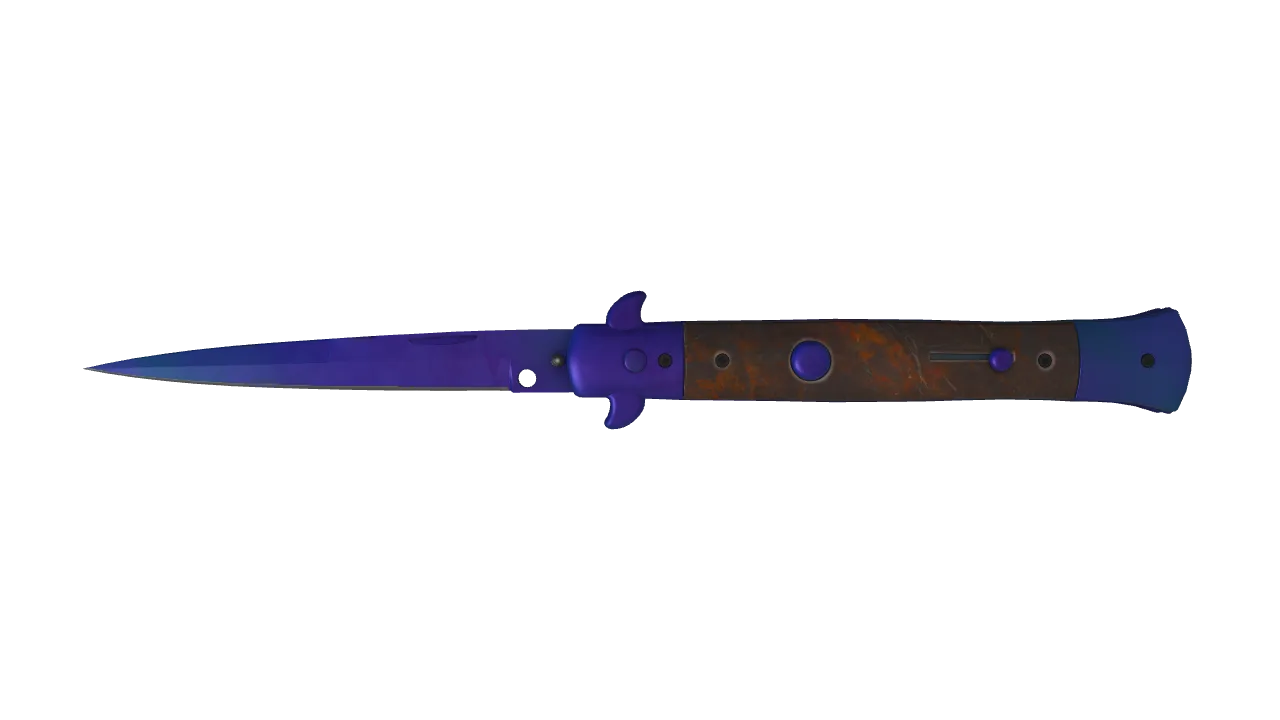 Stiletto Knife | Doppler (Sapphire) seed #810, front