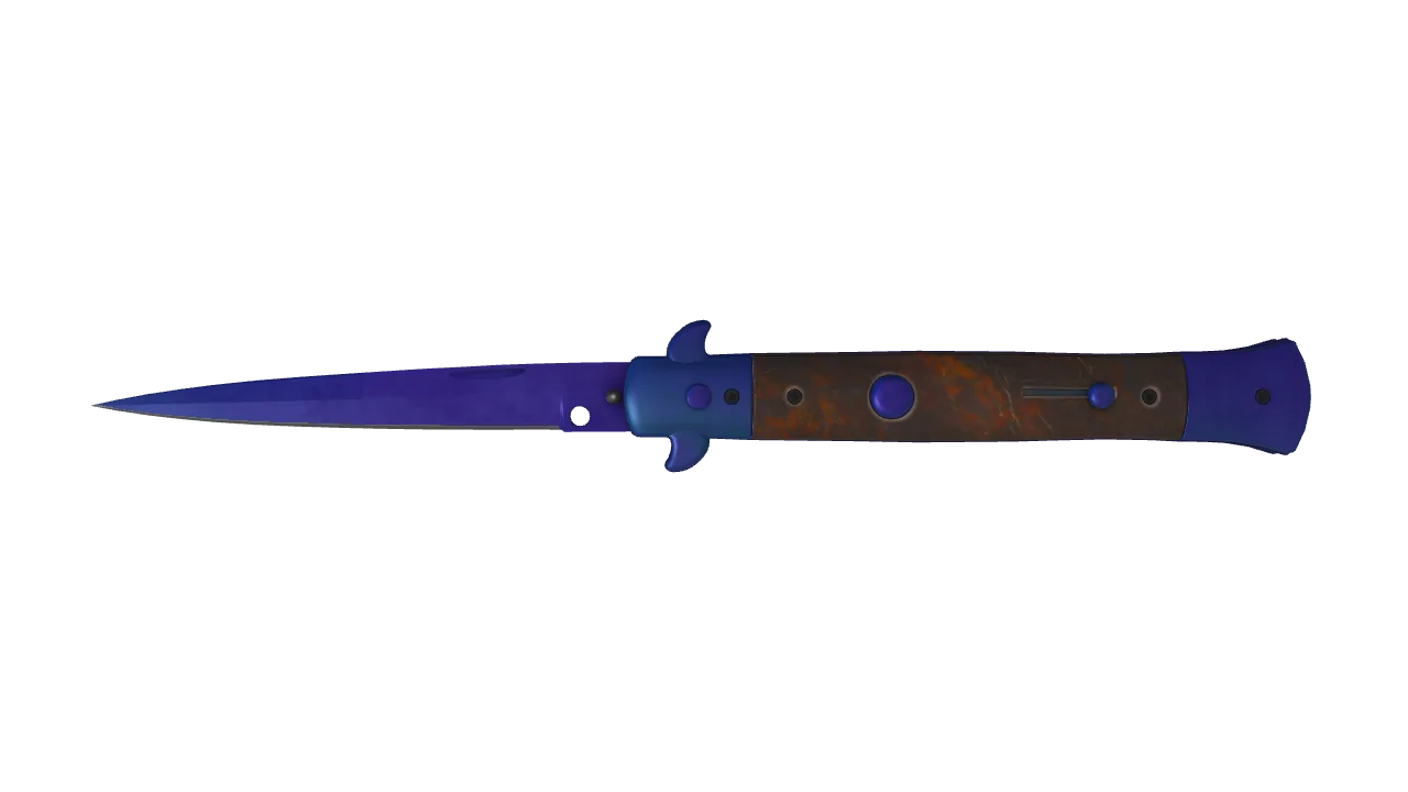 Stiletto Knife | Doppler (Sapphire) seed #832, front