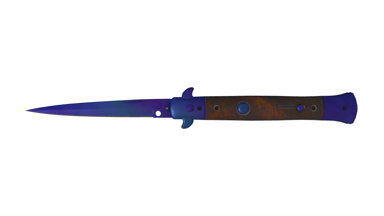 Stiletto Knife | Doppler (Sapphire) seed #877, front