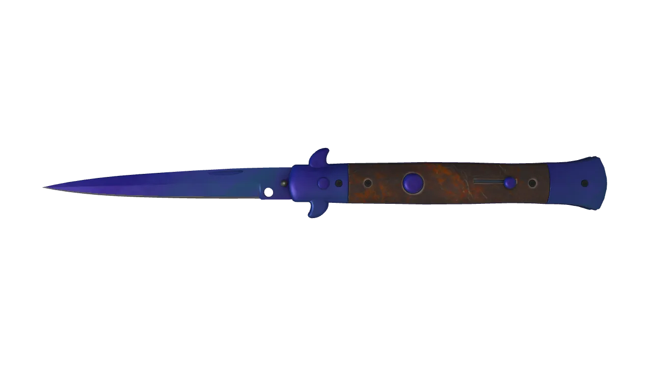 Stiletto Knife | Doppler (Sapphire) seed #881, front