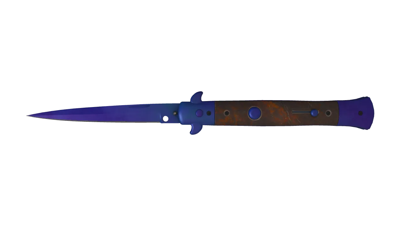 Stiletto Knife | Doppler (Sapphire) seed #888, front