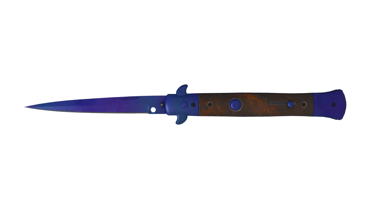 Stiletto Knife | Doppler (Sapphire) seed #907, front