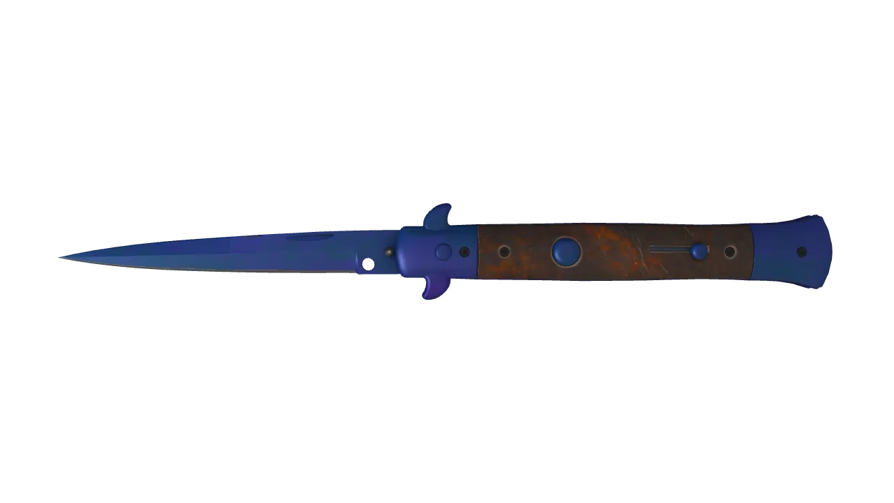 Stiletto Knife | Doppler (Sapphire) seed #910, front